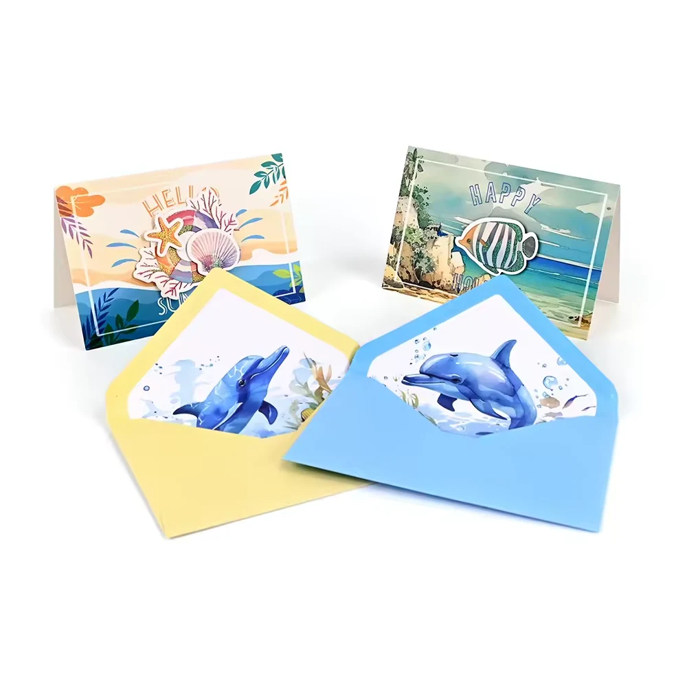 Kids Summer Beach Party Thank You Card with Envelopes